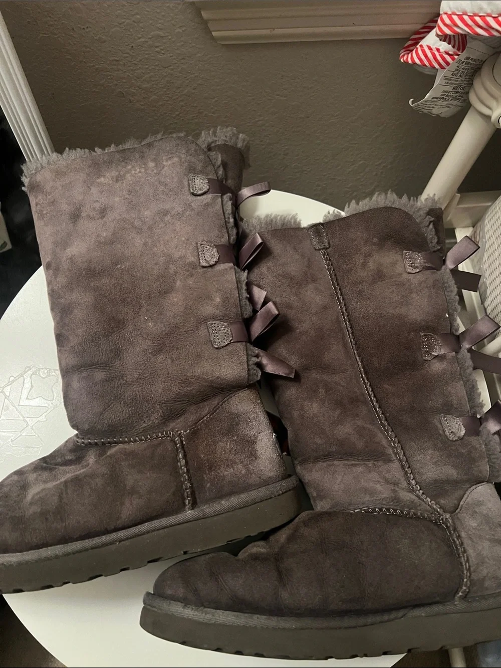 Ugg Tall Bow Boots in Dark Grey